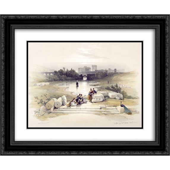 David Roberts 2x Matted 24x20 Black Ornate Framed Art Print 'Baalbec, from the Fountain '