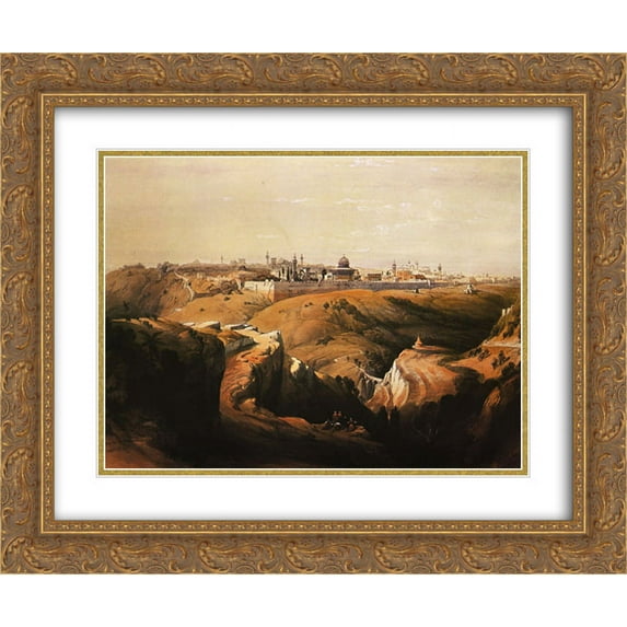 David Roberts 2x Matted 24x20 Gold Ornate Framed Art Print 'Jerusalem from the Mount of Olives'