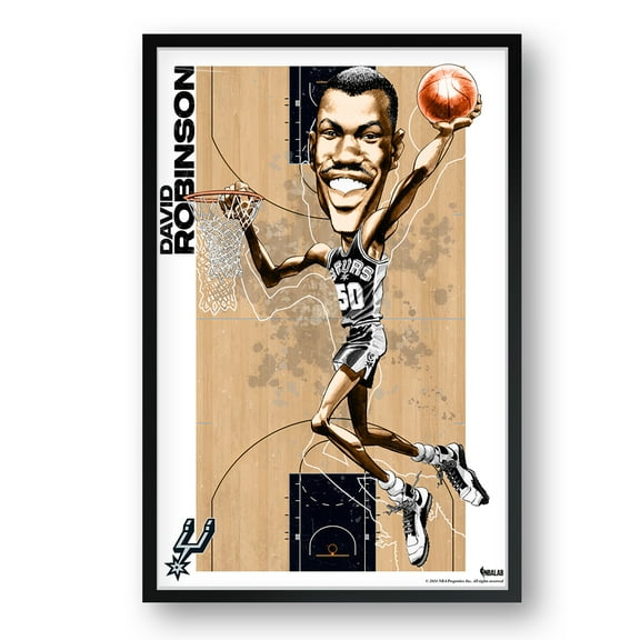 David Robinson San Antonio Spurs Framed 27" x 39" Player Caricature Art