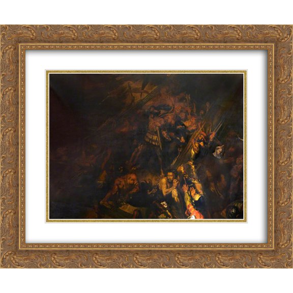 David Scott 2x Matted 24x20 Gold Ornate Framed Art Print 'Vasco da Gama Encountering the Spirit of the Storm '