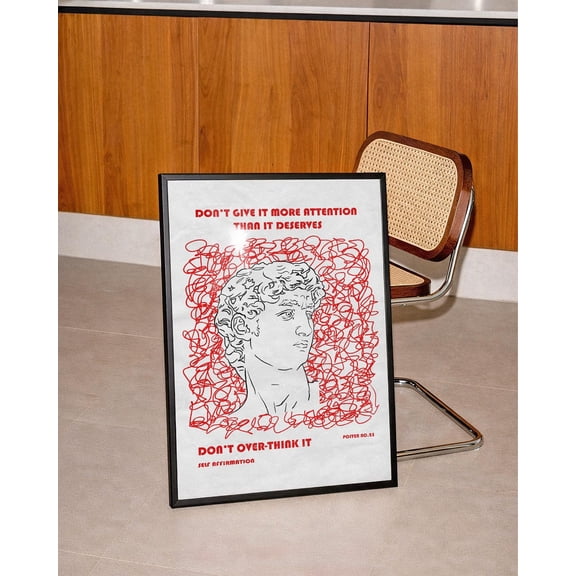 David Sculpture Line Drawing Motivational Quote Wall Art, Unframed Poster