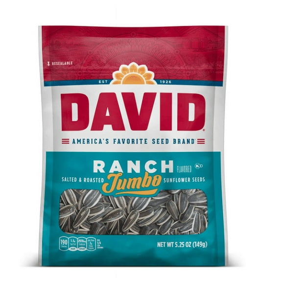 David Seeds Jumbo Sunflower Ranch Flavor, 5.25-Ounce Bag (Pack of 12)