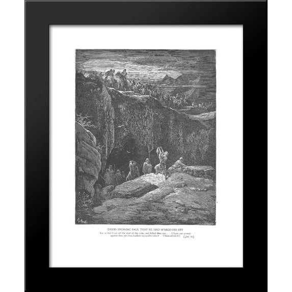David Shows Saul How He Spared His Life 20x24 Framed Art Print by Gustave Dore