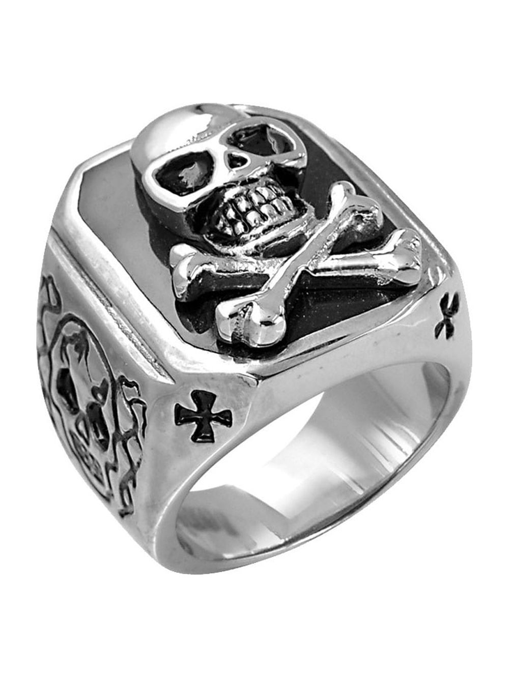 David Sigal Mens Skull Ring in Stainless Steel