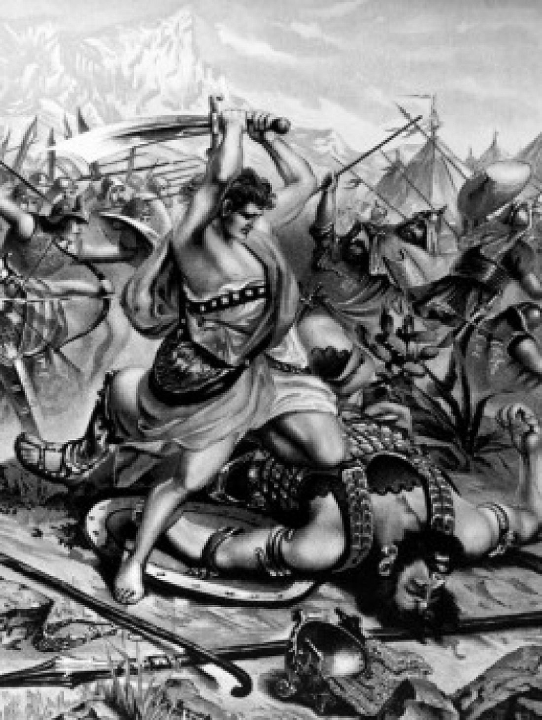 David Slayeth Goliath by W Ebbinghaus print 19th century Canvas Art - (18 x 24)