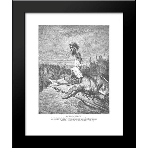 David Slays Goliath 20x24 Framed Art Print by Gustave Dore
