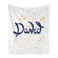 thumbnail image 1 of David Soft Flannel Fleece Throw Blanket, Hand Drawn Lettering Design with Traditional Male Name on Dotted Background, Cozy Plush for Indoor and Outdoor Use, 70" x 90", Dark Blue Mustard, by Ambesonne, 1 of 5