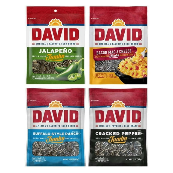 David Sunflower Seeds Variety Pack, 4 Exciting Flavors, 5.25 Ounce Each, 1 Bag per Flavor