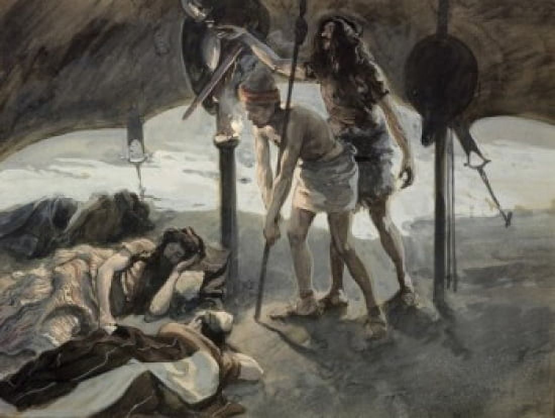David Takes Sauls Spear and Water Bottle James Tissot (1836-1902 French) Jewish Museum New York USA Canvas Art - James Tissot (18 x 24)