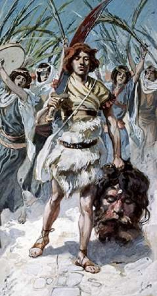 David Takes The Head of Goliath To Jerusalem Canvas Art - James Jacques Tissot (12 x 18)
