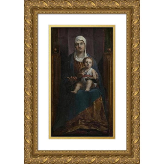 David Teniers The Younger 15x24 Gold Ornate Framed and Double Matted Museum Art Print Titled - Madonna and Child