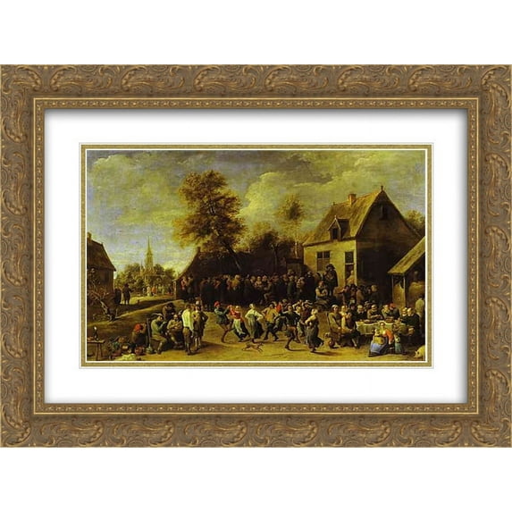 David Teniers the Younger 2x Matted 24x20 Gold Ornate Framed Art Print 'Country celebration'