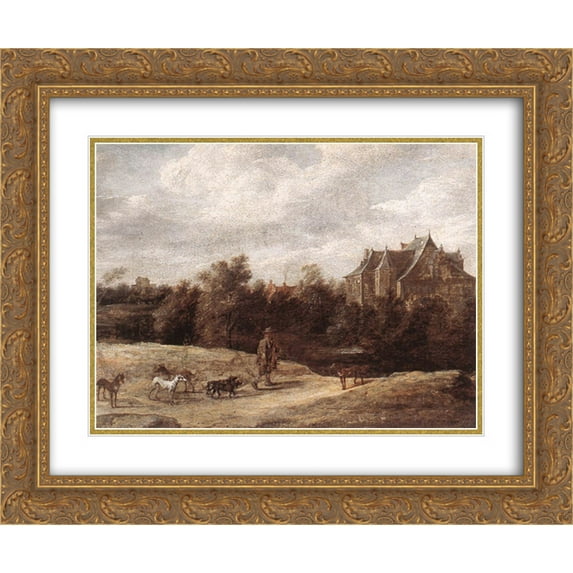 David Teniers the Younger 2x Matted 24x20 Gold Ornate Framed Art Print 'Return from the Hunt'