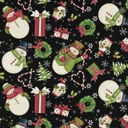 David Textiles 1-Yard Cotton Bright Snowflakes Precut Fabric, Hunter