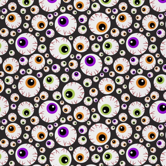 David Textiles 21" x 18" Cotton Eyeballs Precut Fabric, Black
