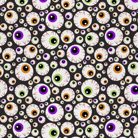 David Textiles 21" x 18" Cotton Eyeballs Precut Fabric, Black
