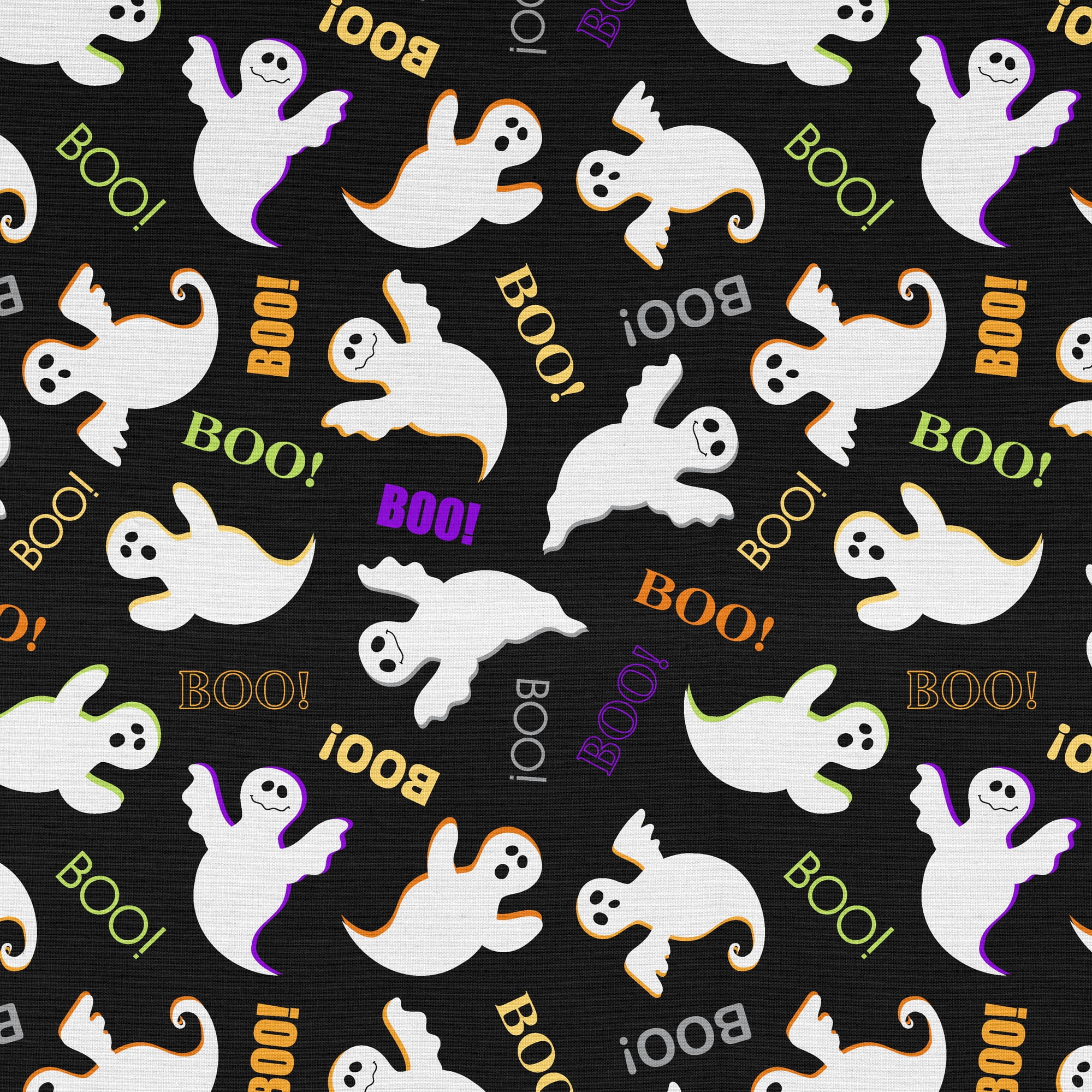 David Textiles 21" x 18" Cotton Spooky Ghost Precut Fabric, Black|White