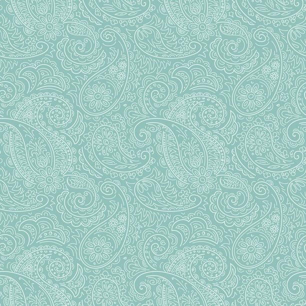 David Textiles 44" Cotton Drawn Paisley Fabric by the Yard, Blue