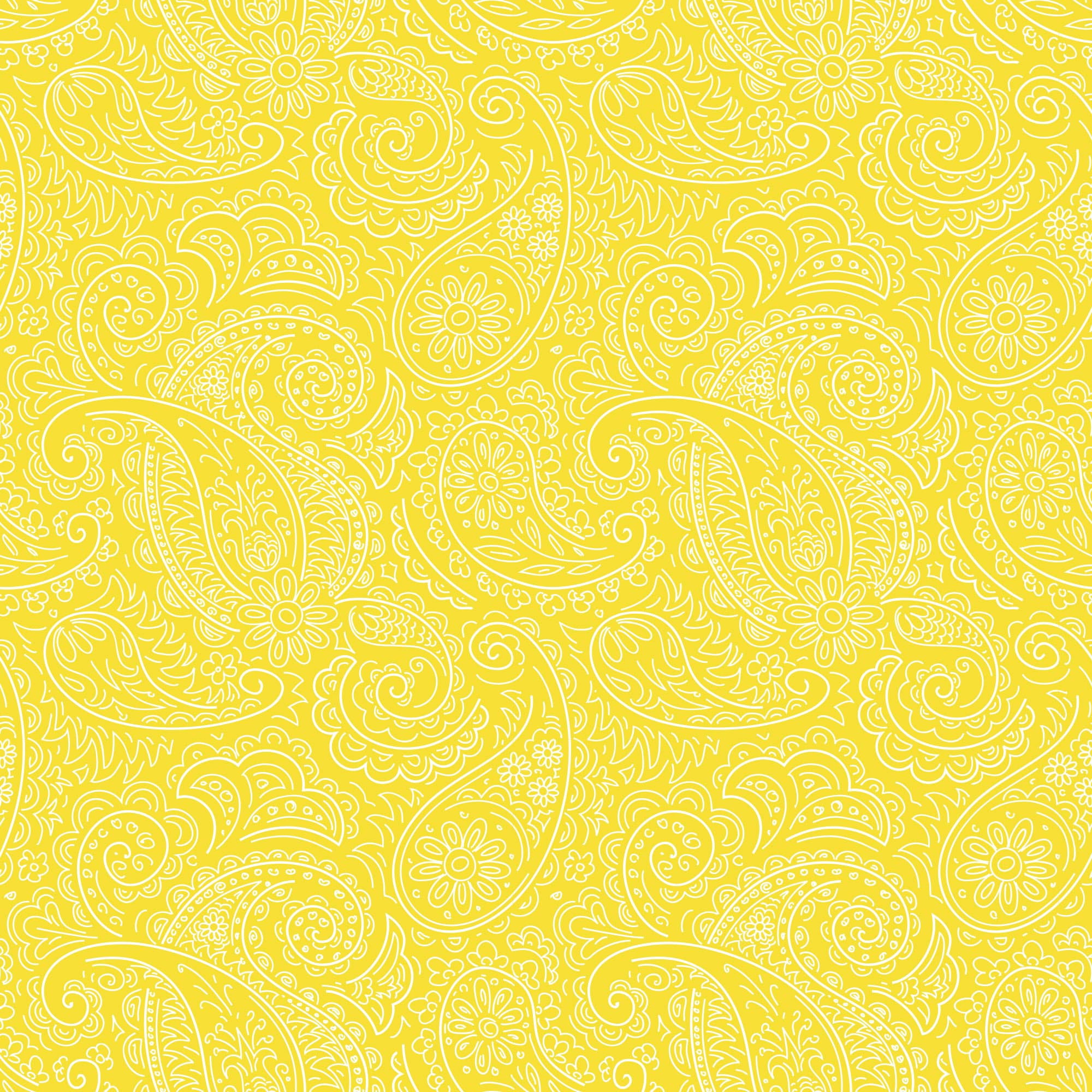 David Textiles 44" Cotton Drawn Paisley Fabric by the Yard, Yellow
