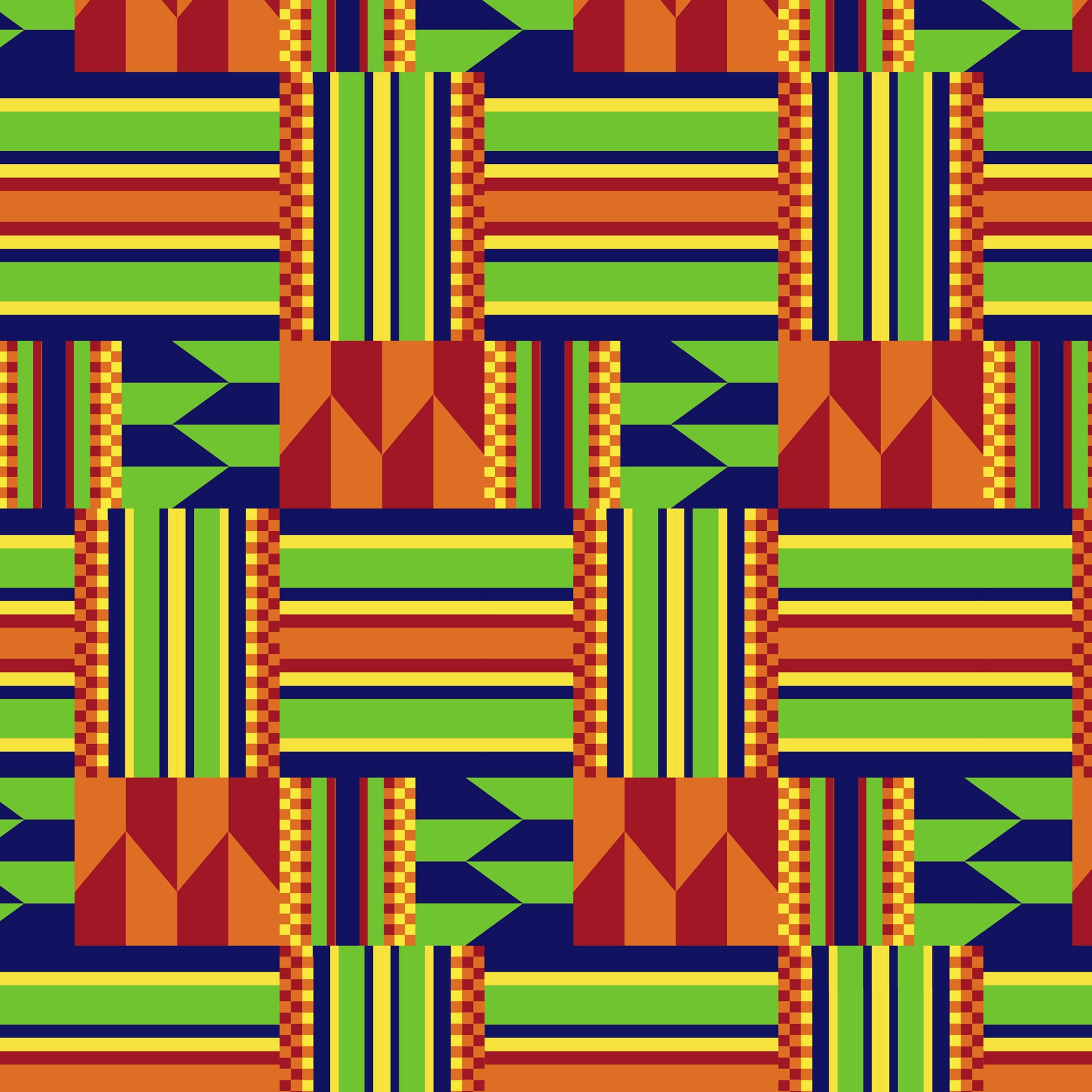 David Textiles 44" Cotton Kente Squares Fabric By the Yard, Multi