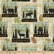 David Textiles 44" Cotton Mountain Pine Lodge Fabric by the Yard, Multi