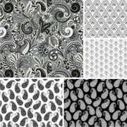David Textiles 44" Cotton Paisley Sorbet Fabric by the Yard, Black