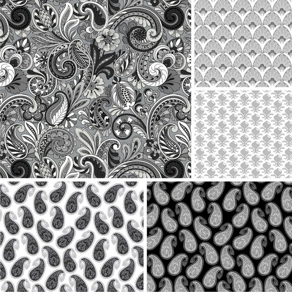 David Textiles 44" Cotton Paisley Sorbet Fabric by the Yard, Black