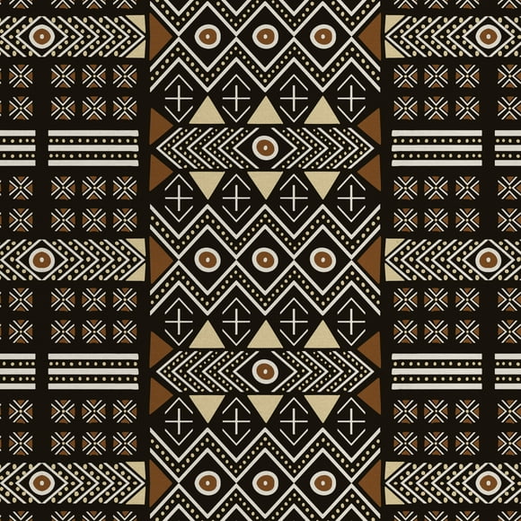 David Textiles 44" x 1 Yard Cotton African Mudcloth 1 Precut Fabric, Black