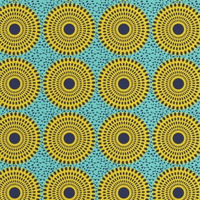 1 Yard 100% Cotton African Wax 1, Turquoise, 44" Wide for Quilting & Sewing by David Textiles