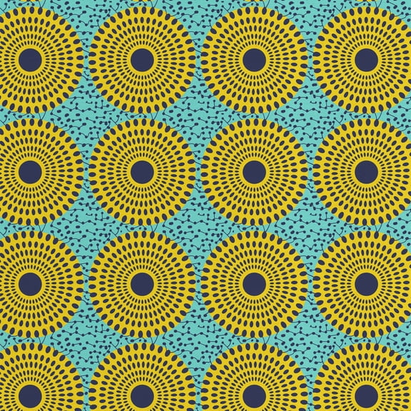 1 Yard 100% Cotton African Wax 1, Turquoise, 44" Wide for Quilting & Sewing by David Textiles