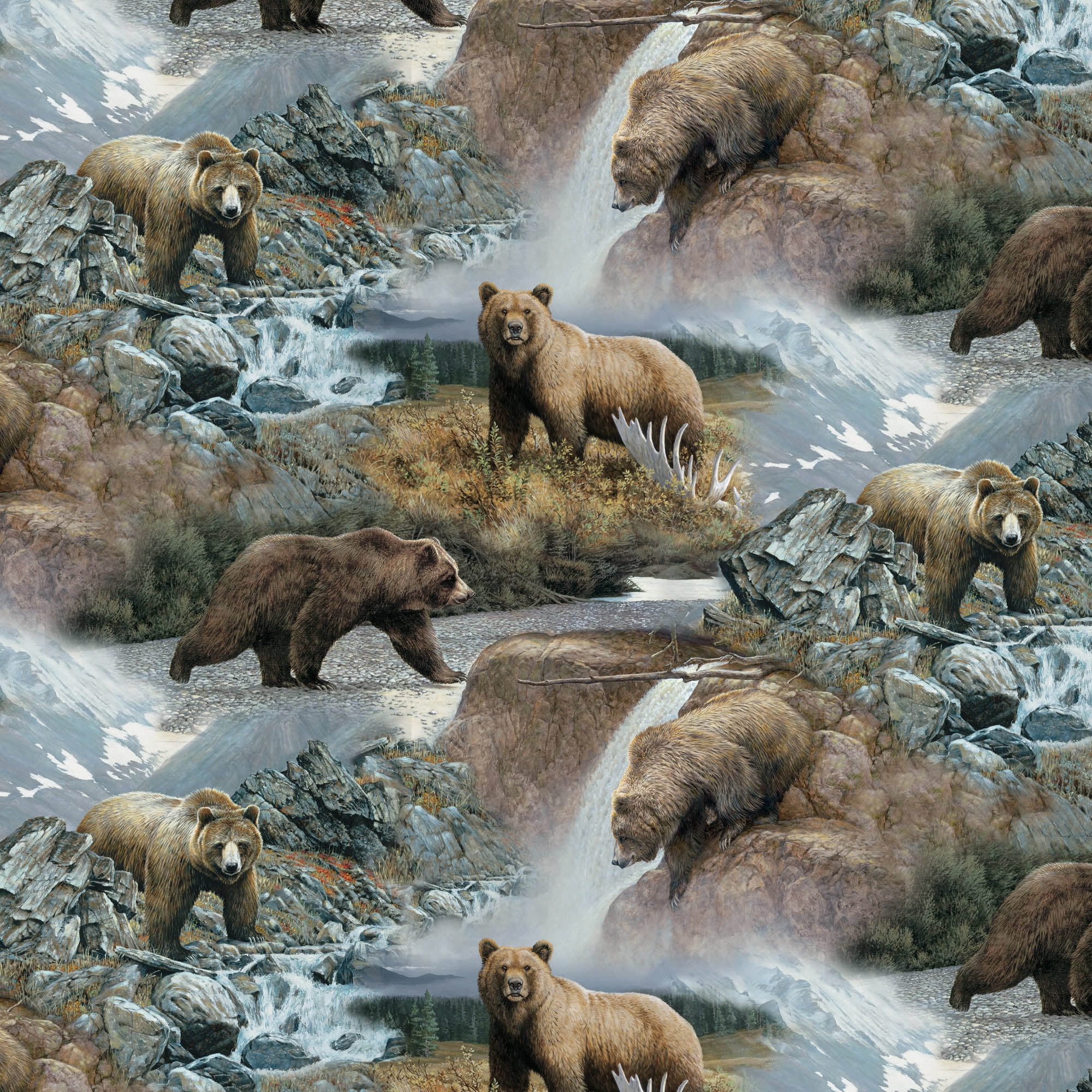 1 Yard 100% Cotton Bears, Multi-color, 44" Wide for Quilting & Sewing by David Textiles