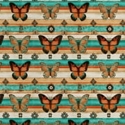 1 Yard 100% Cotton Butterfly Woodwork, Multi-color, 44" Wide for Quilting & Sewing by David Textiles