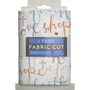 1 Yard 100% Cotton Faith Hope Love, White, 44" Wide for Quilting & Sewing by David Textiles