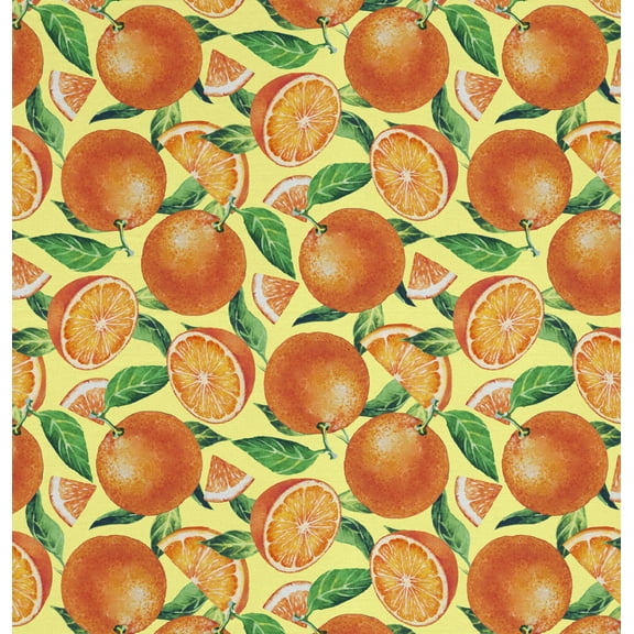David Textiles 44" x 1 Yard Cotton Orange Slices Precut Fabric, Yellow