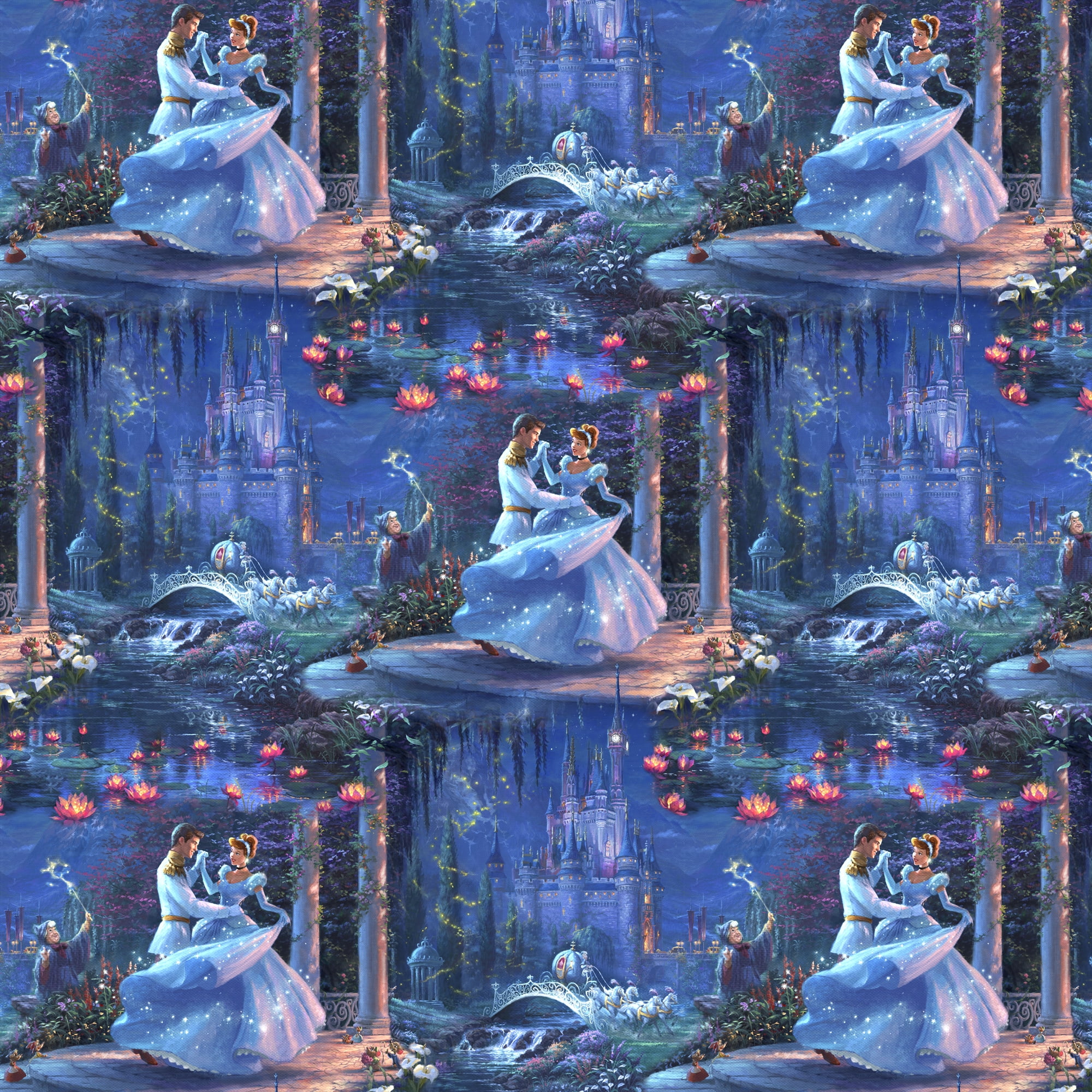 David Textiles 44" x 1 Yard Cotton Thomas Kinkade Dancing in the Stars Precut Fabric, Multicolor
