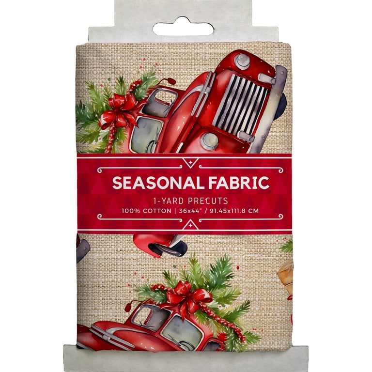 Precut David Textiles 44 x 1 Yard Cotton Tossed Christmas Trucks Sewing ...