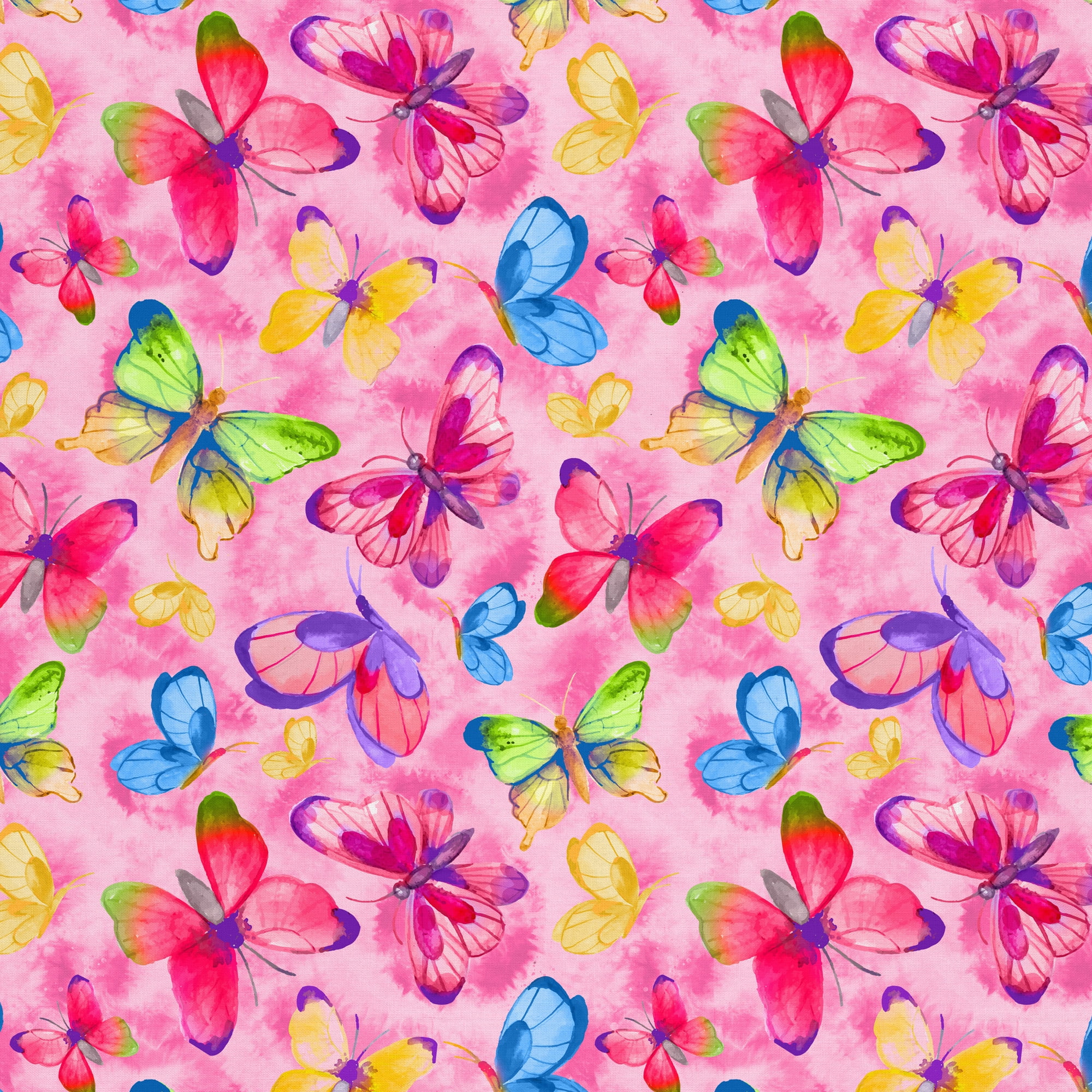 David Textiles 44" x 18" Cotton Colorful Buterfly Precut Fabric