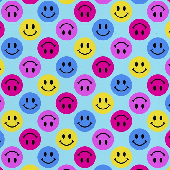 David Textiles 44" x 18" Cotton Happy Smileys Precut Fabric