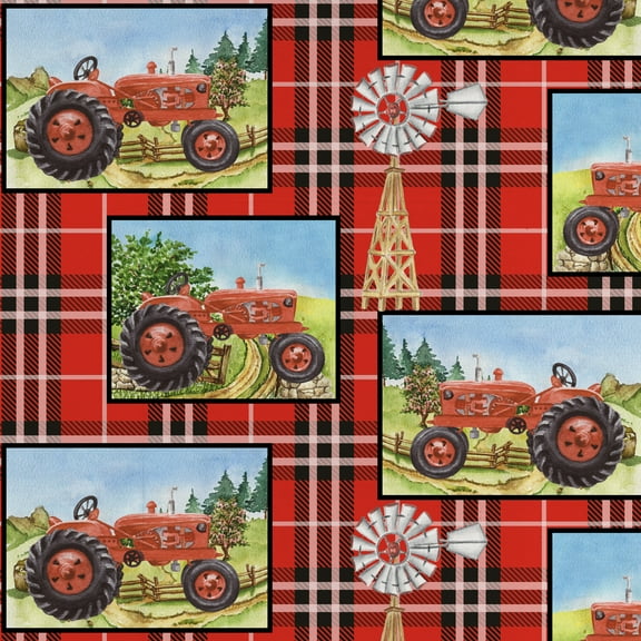 David Textiles 44" x 18" Cotton Tractor Plaid Precut Fabric
