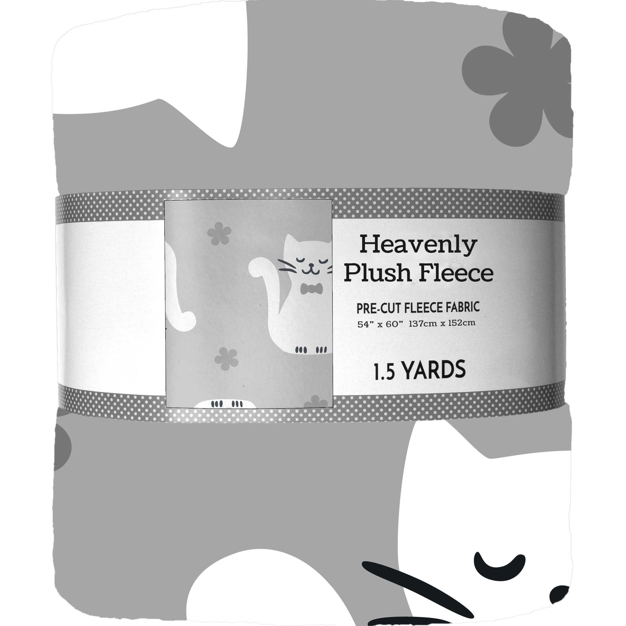 DAVID TEXTILES, INC. David Textiles 54" x 60" Heavenly Plush Fleece Feline Precut Sewing & Craft Fabric, Gray
