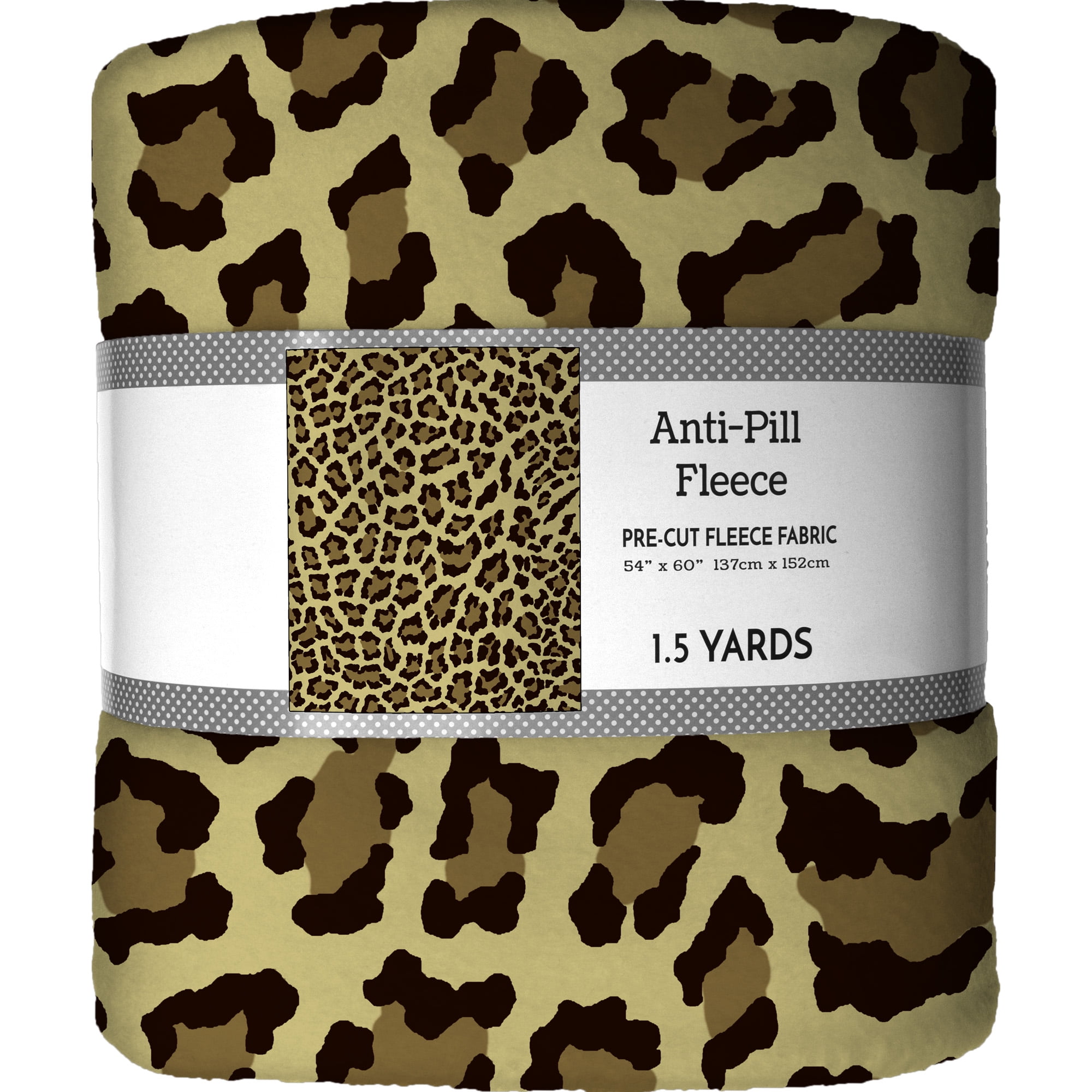 DAVID TEXTILES, INC. David Textiles 54" x 60" Heavenly Plush Fleece Leopard Precut Sewing & Craft Fabric, Brown