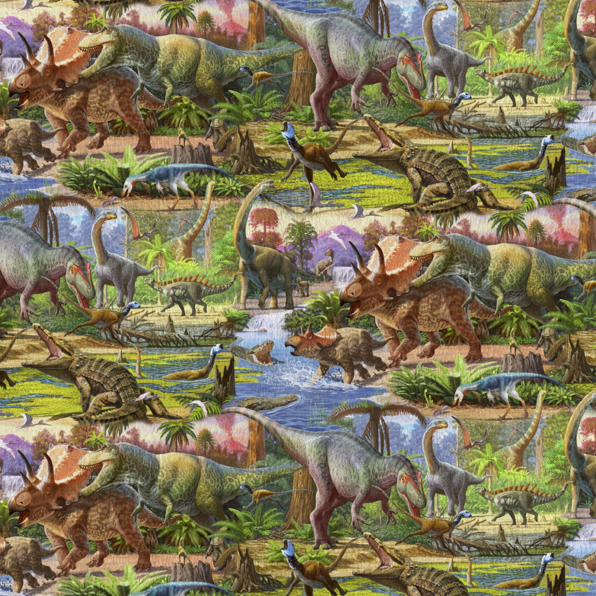 David Textiles 60" x 1.5 yard 100% Polyester Anti-pill Fleece Dinorama Sewing & Craft Precut Fabric