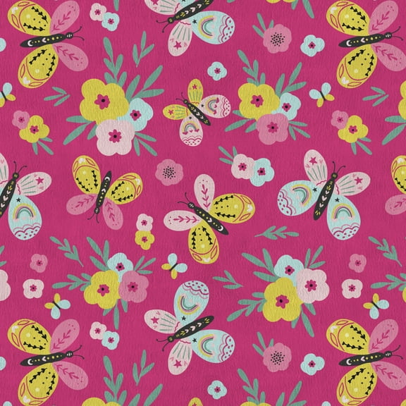 David Textiles 60" x 1.5 yard 100% Polyester Anti-pill Fleece Fly Fly Butterfly Sewing & Craft Precut Fabric