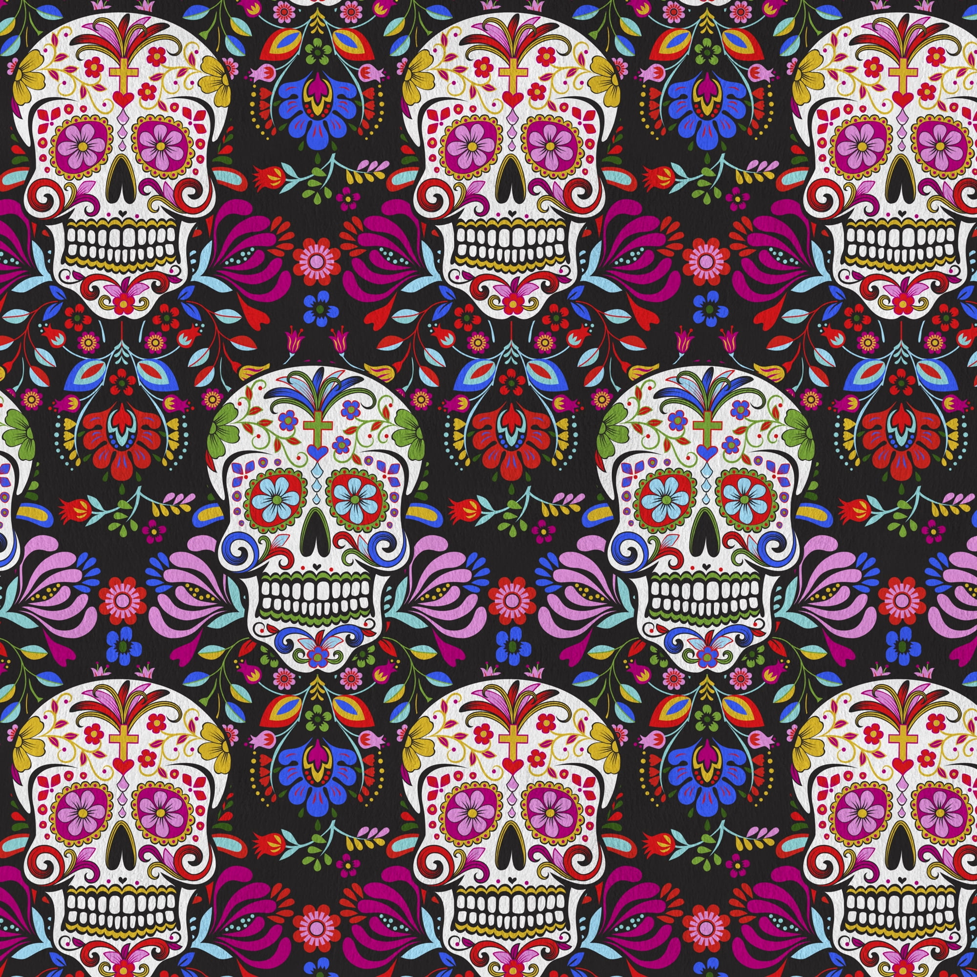 David Textiles 60" x 1.5 yard 100% Polyester Anti-pill Fleece Tulum Skulls Sewing & Craft Precut Fabric