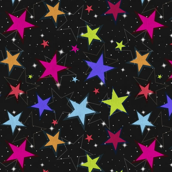 David Textiles 60" x 1.5 yard Brushed Fleece Stars Fabric Precut