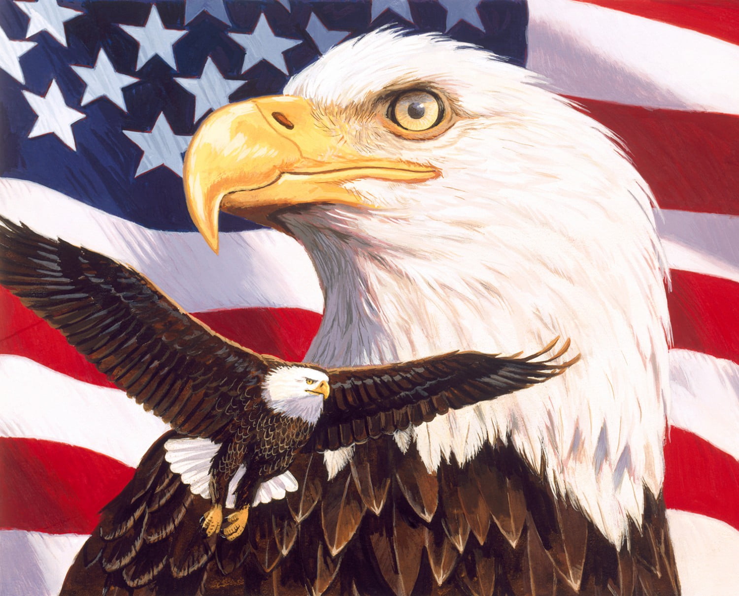 David Textiles American Patriotic Eagle Pride Red/Blue/Brown 35" Panel 100% Cotton Fabric by The Panel