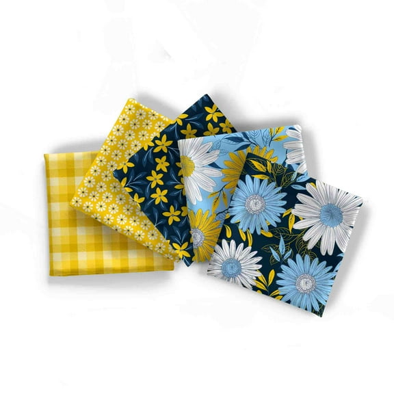 David Textiles Cotton Darling Daisy Fat-quarter Precut Bundle, 5 Pieces, Multicolor