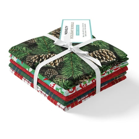 David Textiles 18" x 21" 100% Cotton Holiday, Multi-color, for Quilting & Sewing, 5 Pieces