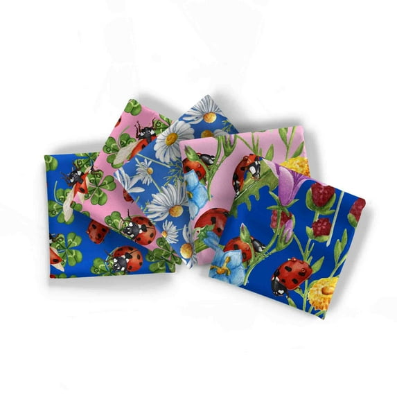 David Textiles Cotton Ladybug Lane Fat-quarter Precut Bundle, 5 Pieces, Multicolor