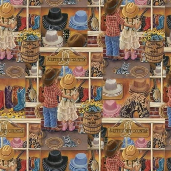 David Textiles, Inc. Country Style Boots & Hats Digital Print 100% Cotton Fabric